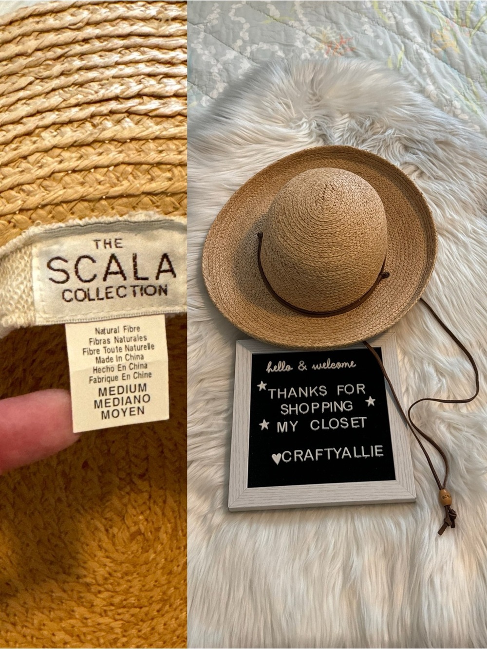 The Scala Collection Natural Straw Sun Hat with Leather Chin Strap | Women’s Med